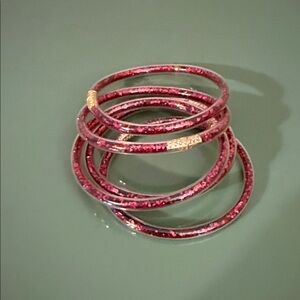 Pink Glitter Stackable Bangle Bracelet Set
